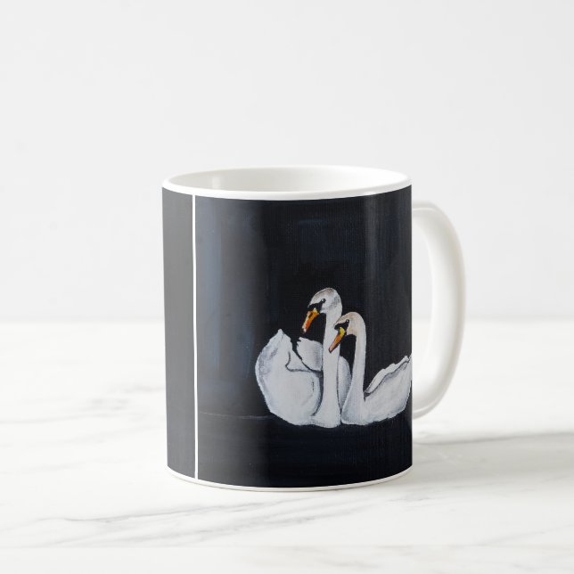 Svarta svanar nattmålning av Alfred Fox Kaffemugg (Framsida höger)