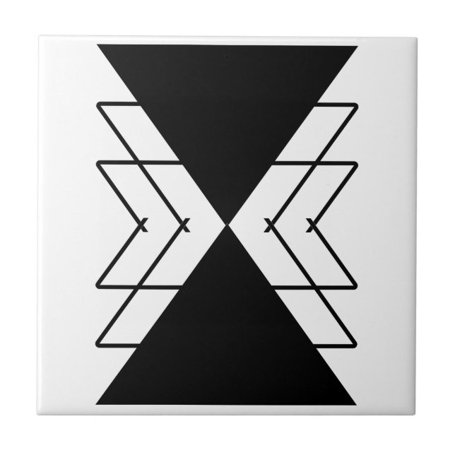 Svarta svarta trianglar geometriska former  kakelplatta (Framsidan)
