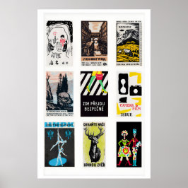 Svarta tändsticksförpackningsetiketter Grid Print, Poster