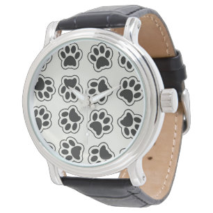 Svarta tassar, hundtassar, kattassar, kontur armbandsur