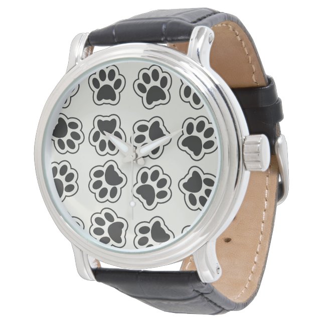 Svarta tassar, hundtassar, kattassar, kontur armbandsur (Vinklad)