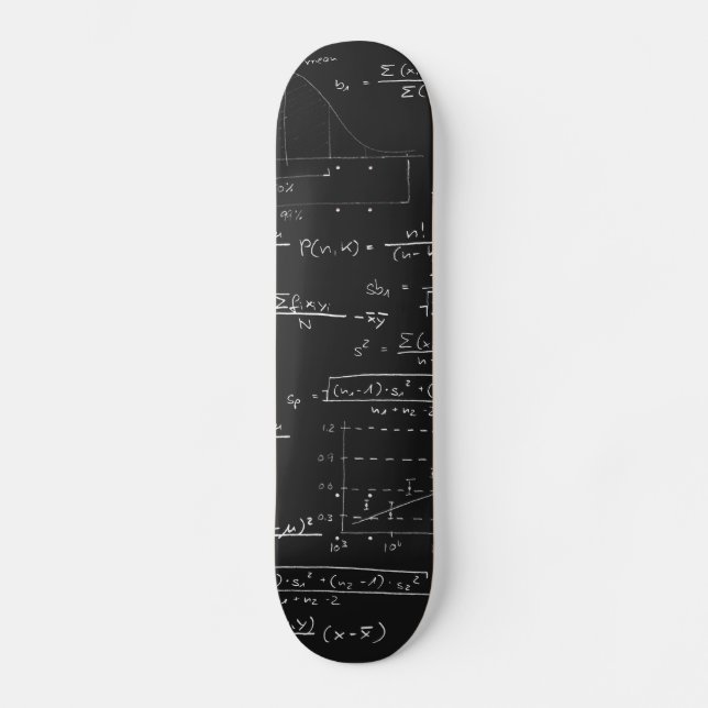 Svarta tavlan med statistik skateboard bräda 19,5 cm (Framsida)