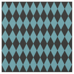 Svarta & Teal Harlequin-diamanter Tyg
