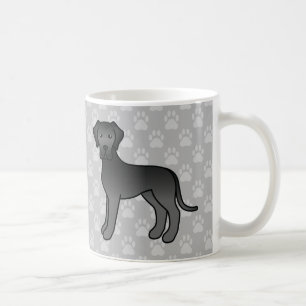 Svarta Tecknade Grand Danois Hundar På Grått Kaffemugg