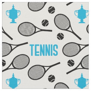 Svarta tennisracketar på vitt - anpassade! tyg