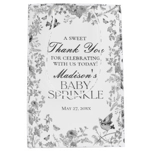 Svarta Toile De Jouy Baby Sprinkle-presenter