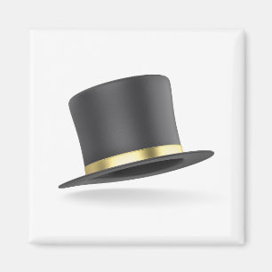Svarta top hat med gyllene band magnet