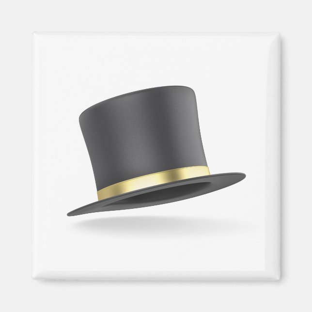 Svarta top hat med gyllene band magnet (Framsidan)