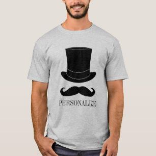 Svarta top hat och mustasch bachelor party t shirt
