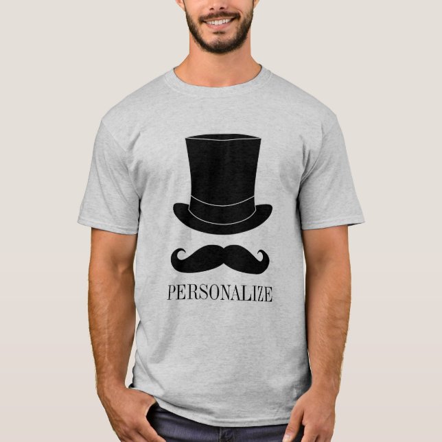 Svarta top hat och mustasch bachelor party t shirt (Framsida)