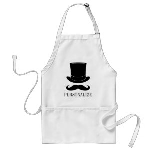 Svarta top hat och mustasch BQ apron för manar Förkläde