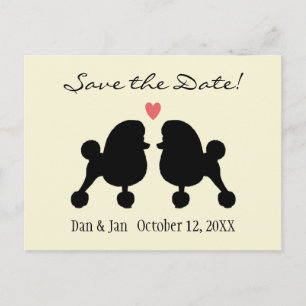 Svarta Toy Poodlar Bröllop Save the Date Meddelande Vykort