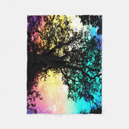 Svarta Träd Färgglad Rymd Filta Fleecefilt