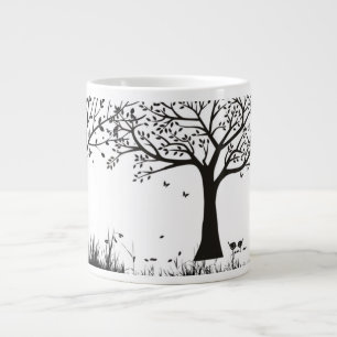 Svarta Träd på en vit bakgrund Jumbo Mugg