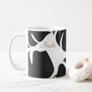 Svarta tropiska palmlövar sommar ö chic kaffemugg