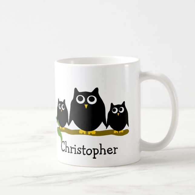 Svarta Ugglor Personlig Design Kaffemugg (Höger)