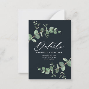 svarta uppgifter om bröllop eucalyptus elegant anteckningskort