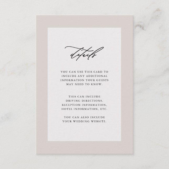 Svarta uppgifter om Elegant bröllop gäst Tilläggskort (Framsida)