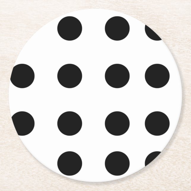 Svarta Upprepande Prickar Underlägg Papper Rund (Framsidan)