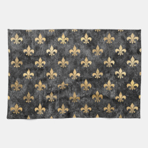 Svarta Velvet Fleur De Lis Mardi Gras Orleans Kökshandduk