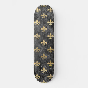 Svarta Velvet Fleur De Lis Mardi Gras Orleans Mini Skateboard Bräda 18,5 Cm