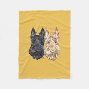 Svarta & vete Scottish Terriers Fleecefilt