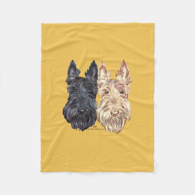 Svarta & vete Scottish Terriers Fleecefilt (Framsidan)