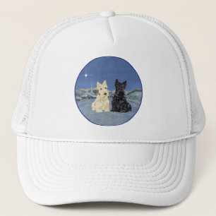Svarta & vete Scottish Terriers Vinter Truckerkeps
