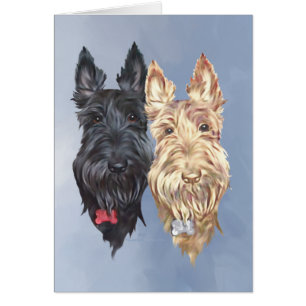 Svarta & Vete Skotska Terriers Hälsningskort