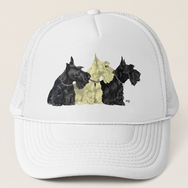 Svarta & Vete Skotska Terriers Truckerkeps (Framsida)