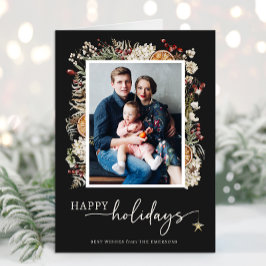 Svarta vikta fotoholidaykort kort