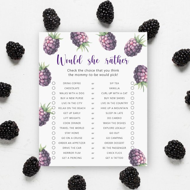 Svarta vinbär / Skulle hon hellre Baby Shower-spel (Skapare uppladdad)