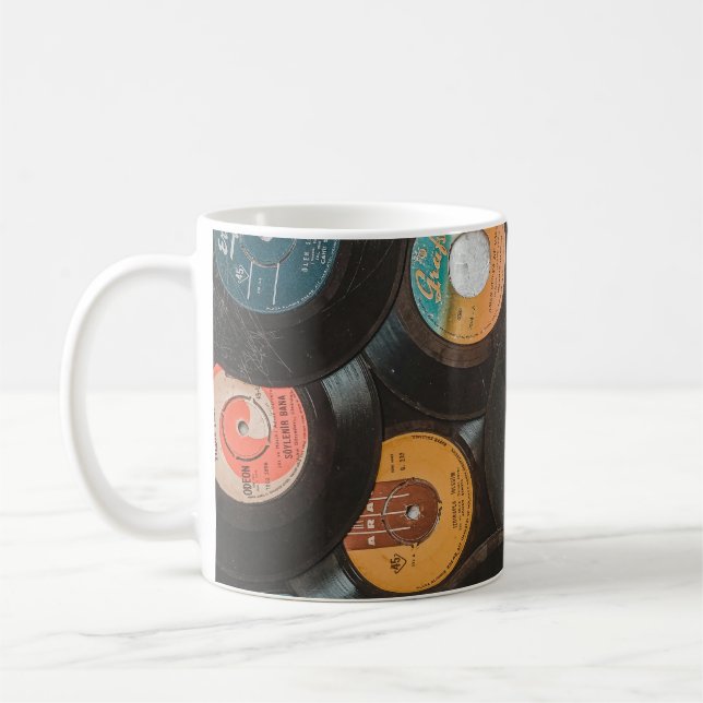 Svarta Vinyl Klassiska Skivor Kaffemugg (Vänster)
