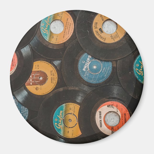 Svarta Vinyl Klassiska Skivor Magnet (Framsidan)