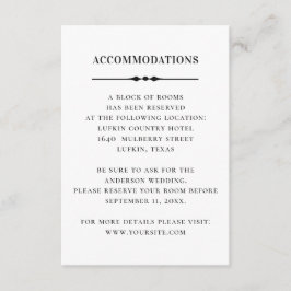 Svarta vita bröllop-inkvarteringar. Enkel informat Tilläggskort