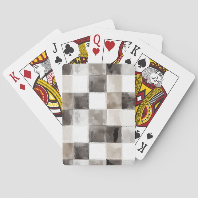 Svarta Vita Bruna Rutor Casinokort (Baksidan)