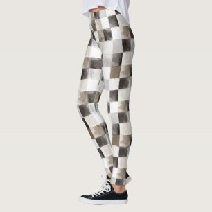 Svarta Vita Bruna Rutor Leggings