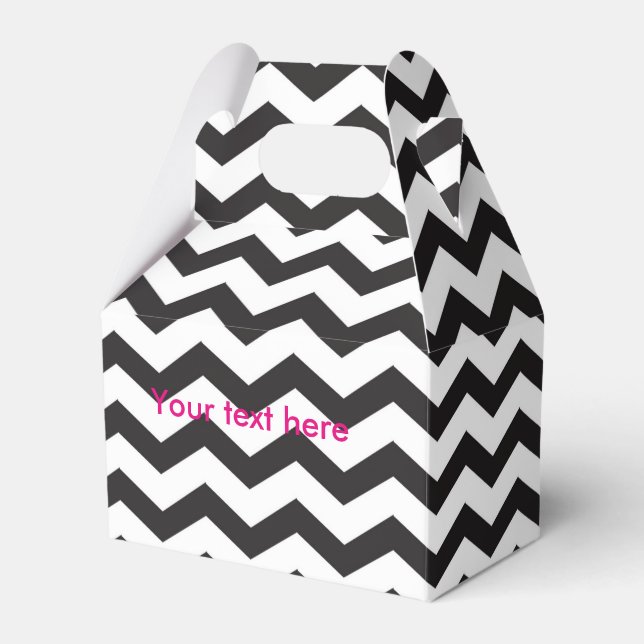 Svarta & Vita Chevron Moderna Presentförpackningar Presentaskar (Framsidan Sidan)