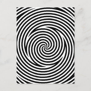 Svarta vita cirklar i spiral-optiska Illusion Vykort
