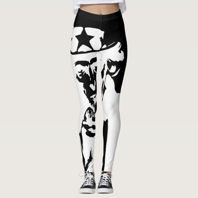 Svarta/vita damleggings leggings (Framsida)