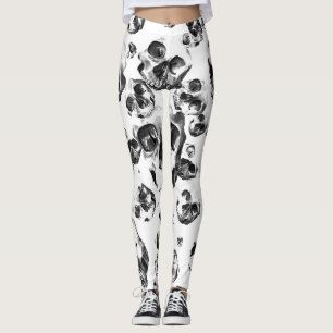 Svarta & Vita Döda Skallar Skelett Kalle Konst Mön Leggings