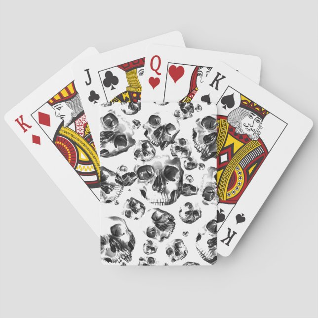 Svarta & Vita Döskallar Skelett Döskalle Konst Mön Casinokort (Baksidan)