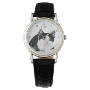 Svarta Vita Eftertänksamma Ur Armbandsur