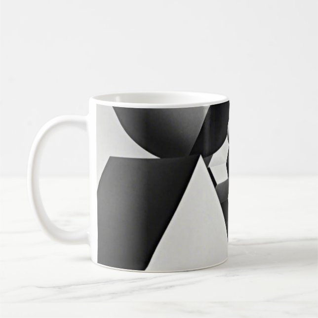 Svarta vita grå geometriska former kaffemugg (Vänster)
