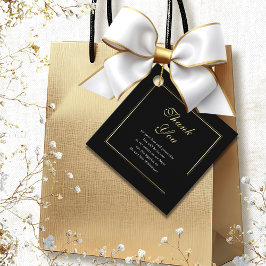 Svarta vita Guld Gräns Elegant bröllop Tack Gåvor Etiketter