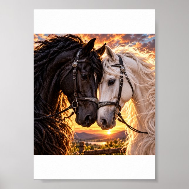 Svarta & Vita Hästar – Eviga Vänner Poster (Framsidan)