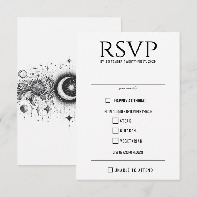 Svarta & Vita Himmelska Matval OSA Kort (Fram/baksida)