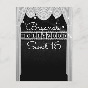 Svarta & Vita HOLLYWOOD Gardiner Elegant Fest Meddelande Vykort