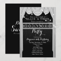 Svarta & Vita HOLLYWOOD Gardiner Partyinbjudningar