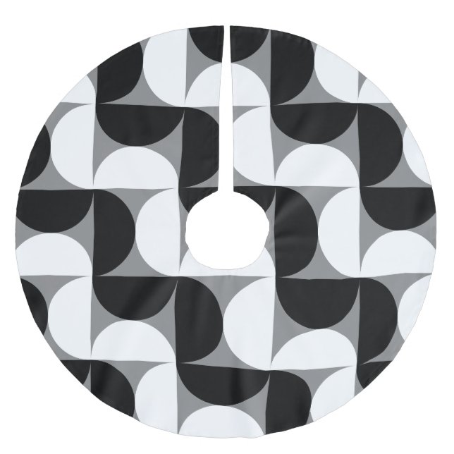 Svarta vita i Mönster Bowls Julgransmatta Borstad Polyester (Framsidan)